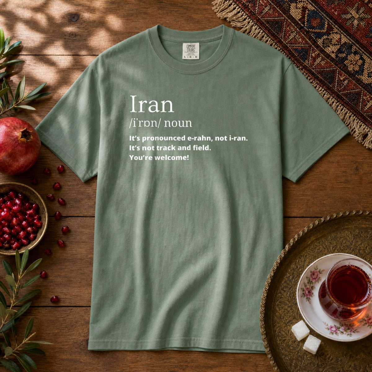 Iran Pronunciation Premium Tee - Light Green