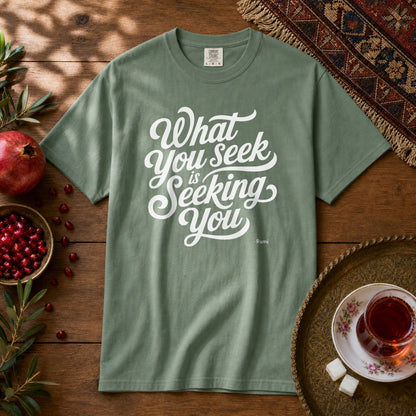 What you seek is seeking you - Rumi Premium Tee - Light Green