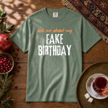 Ask me about my Fake Birthday Premium Tee - Light Green