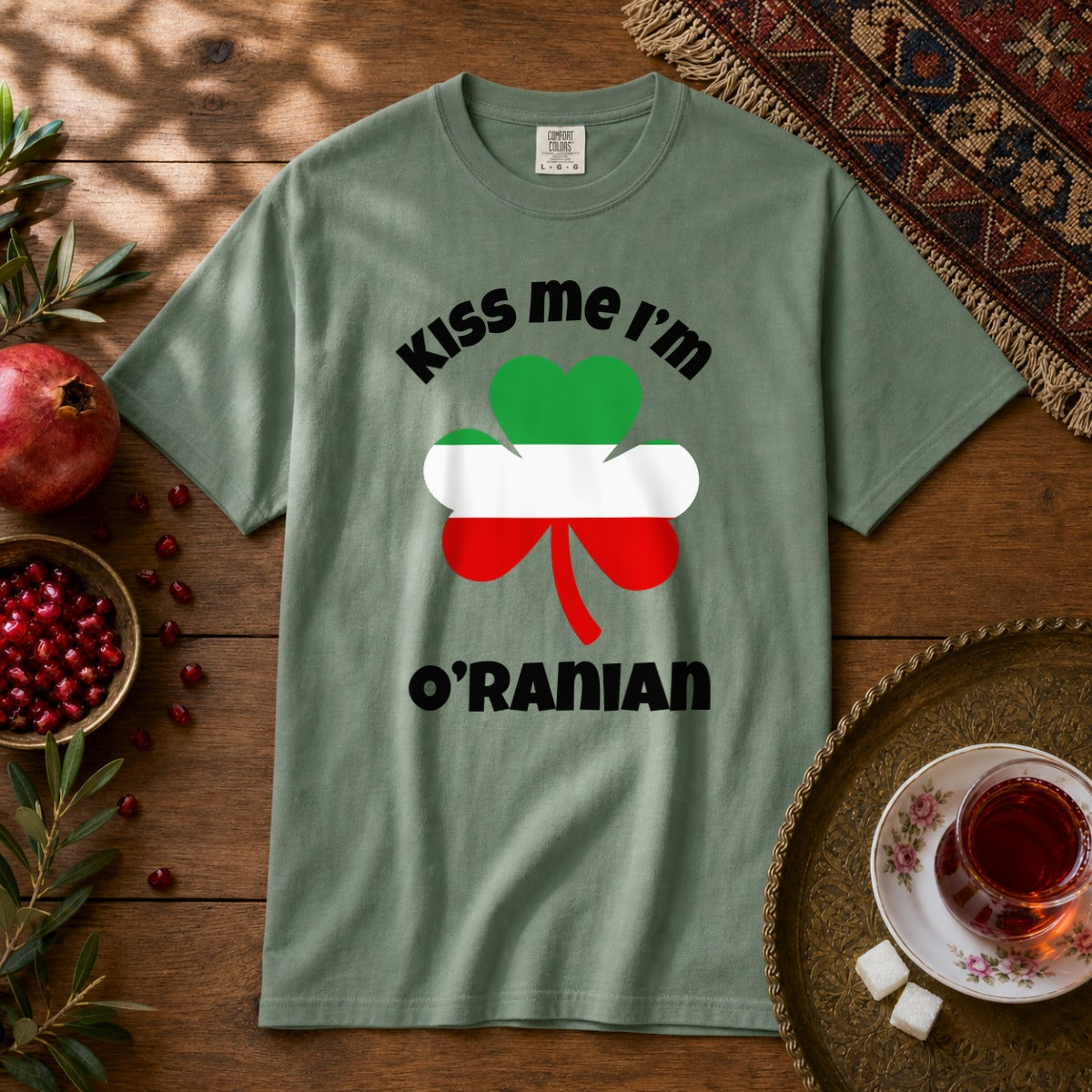 Kiss Me I'm O'Ranian Premium Tee - Light Green