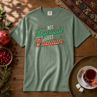 Not Depressed. Just Iranian. Premium Tee - Light Green
