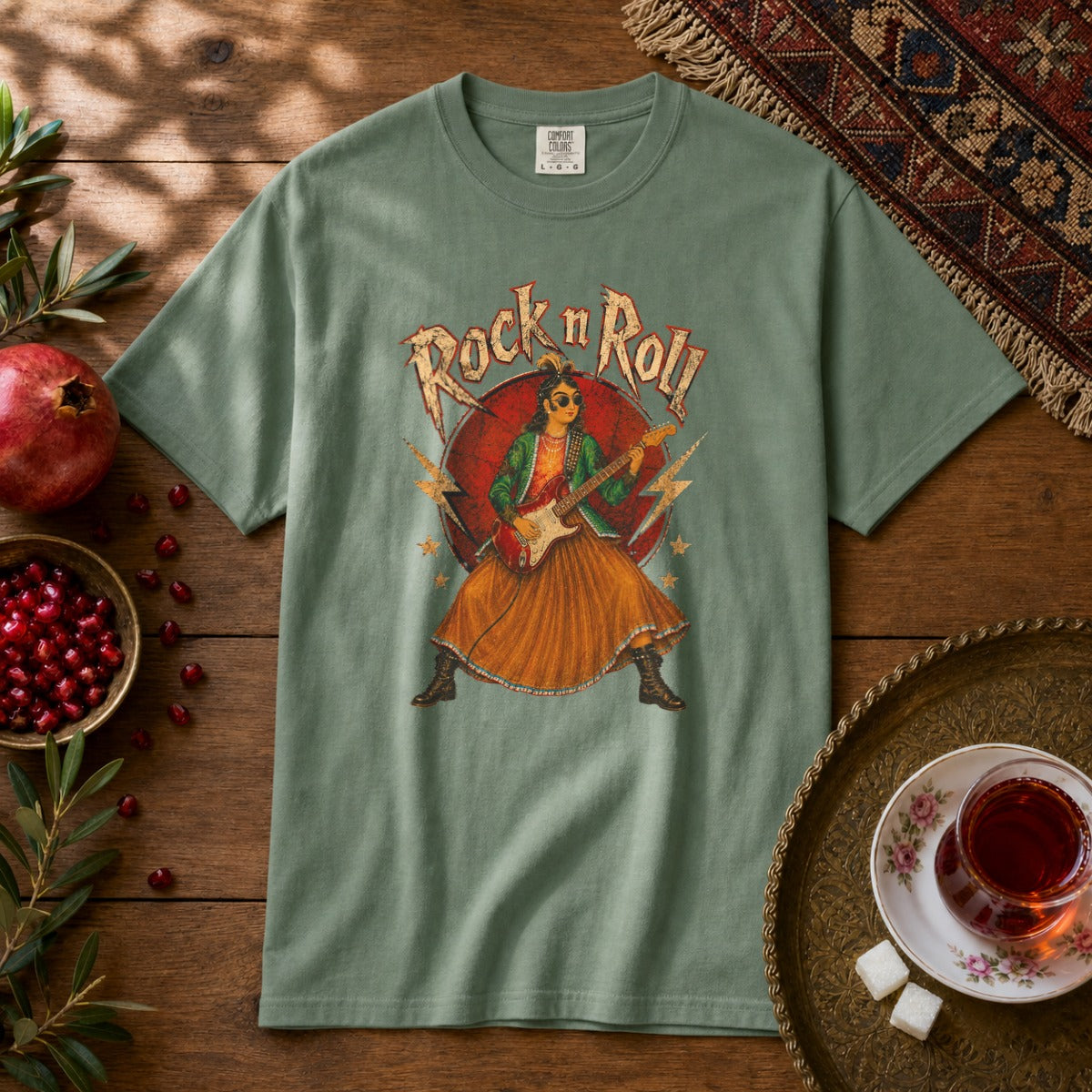 Rock n Roll Premium Tee - Light Green