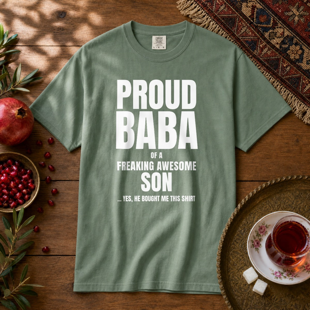 Proud Baba of a Son Premium Tee - Light Green