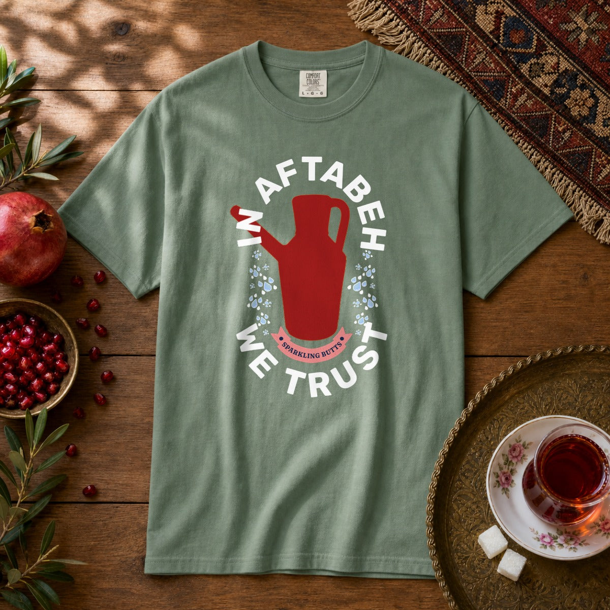 In Aftabeh We Trust Premium Tee - Light Green