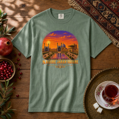 Naqshe Jahan Square - Pixel Art Premium Tee - Light Green