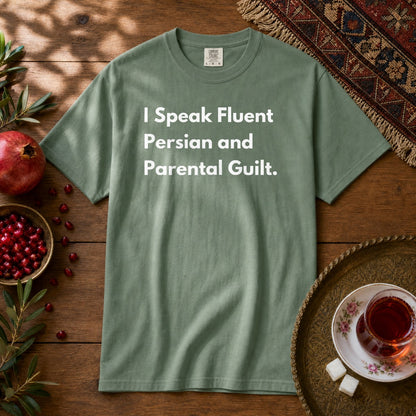 I Speak Fluent Persian and Parental Guilt. Premium Tee - Light Green