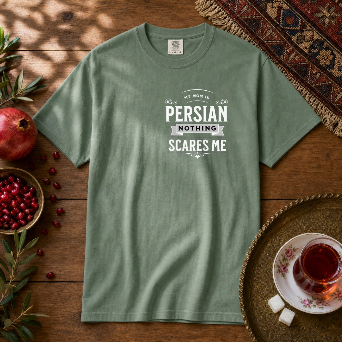 My Mom is Persian, Nothing Scares Me Premium Tee - Light Green