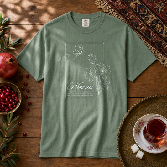 Nowruz Poem Premium Tee - Light Green