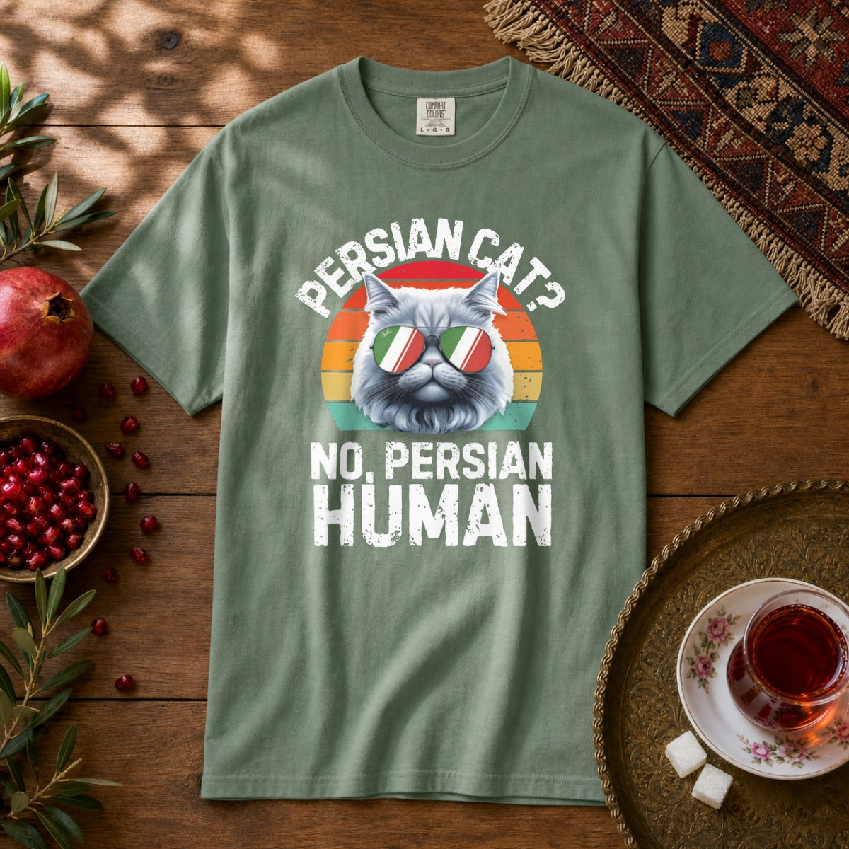 Persian Cat Human Premium Tee - Light Green
