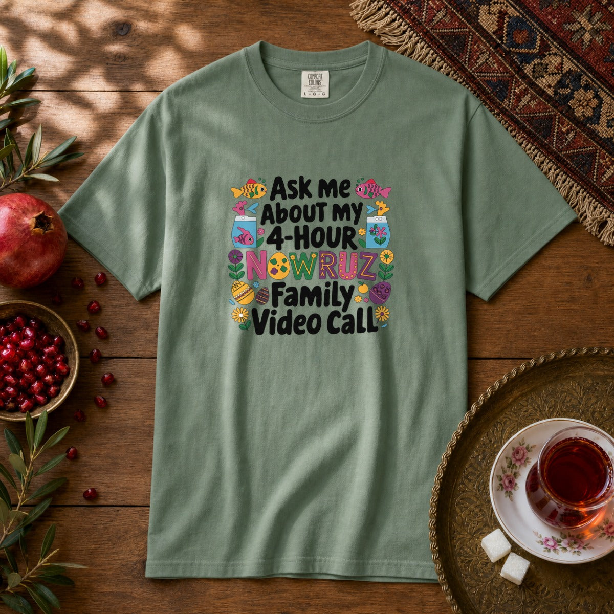 Nowruz Video Call Premium Tee - Light Green