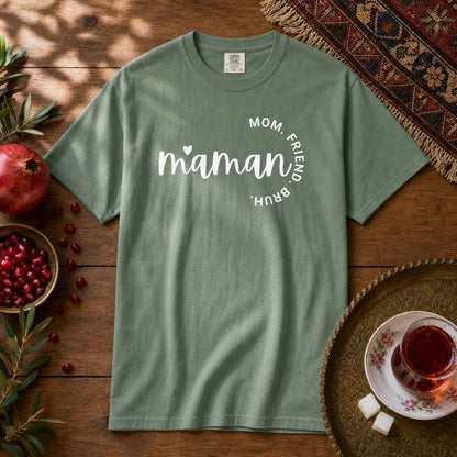 Maman - Mom, Friend, Bruh Premium Tee - Light Green