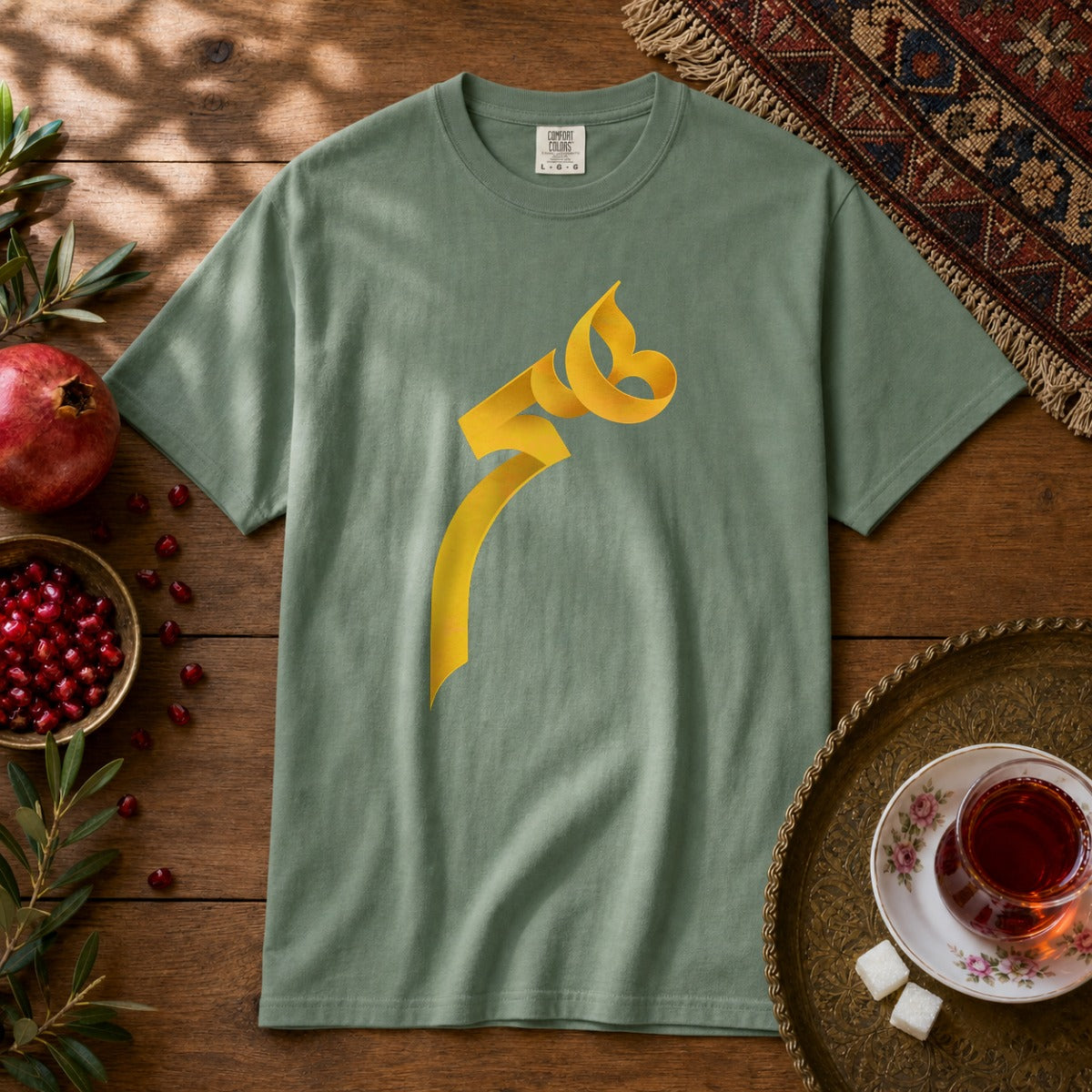 Heech Persian Typography Premium Tee - Light Green