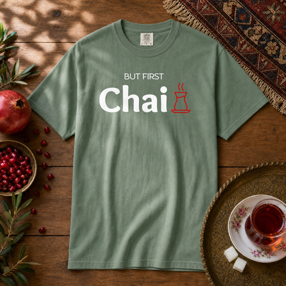 But First Chai Premium Tee - Light Green