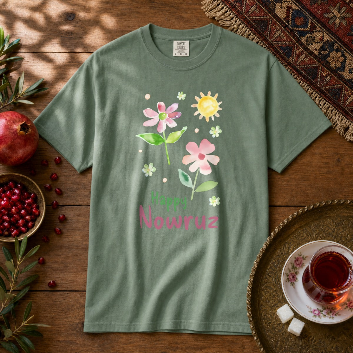 Happy Nowruz - Watercolor Premium Tee - Light Green