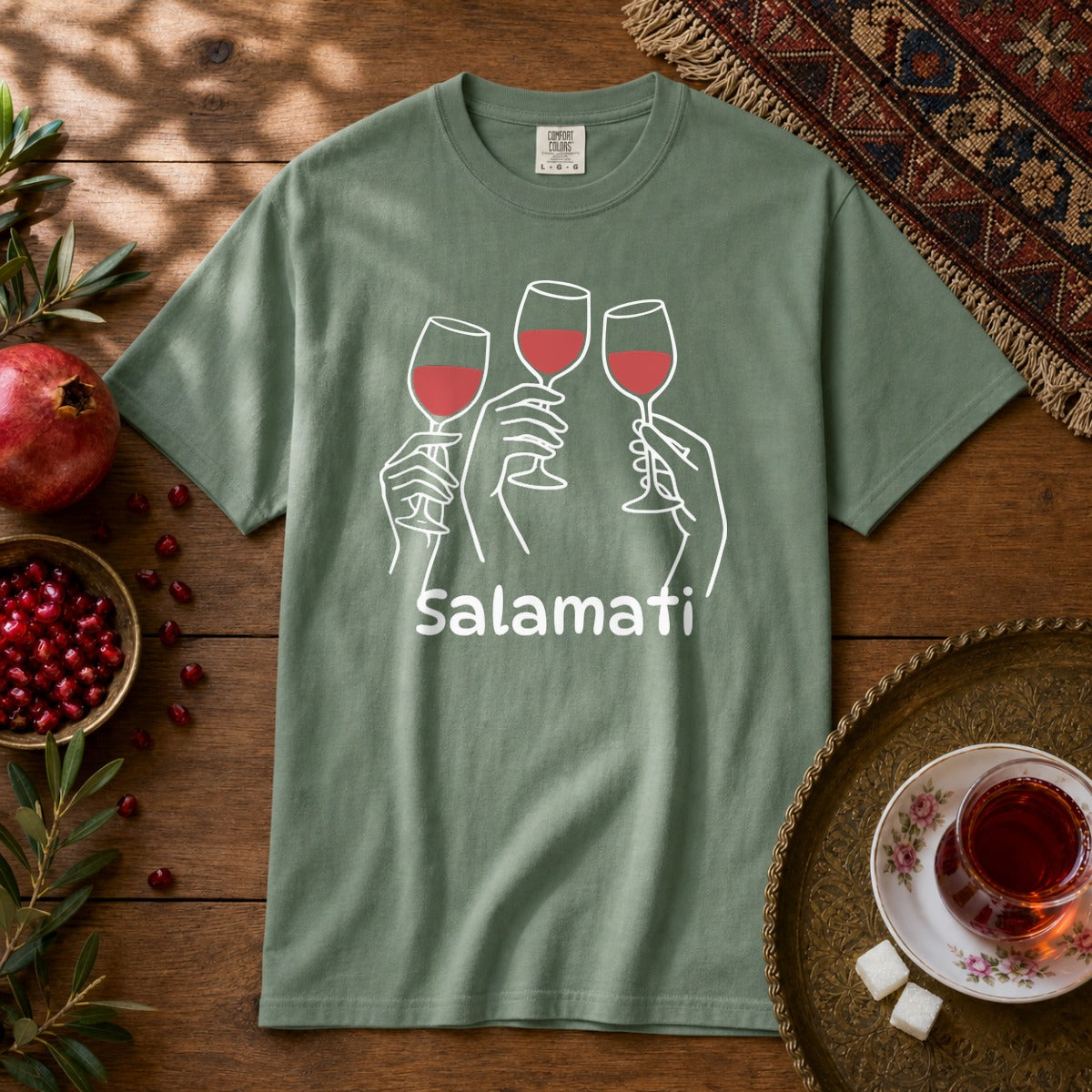 Salamati Wine Premium Tee - Light Green