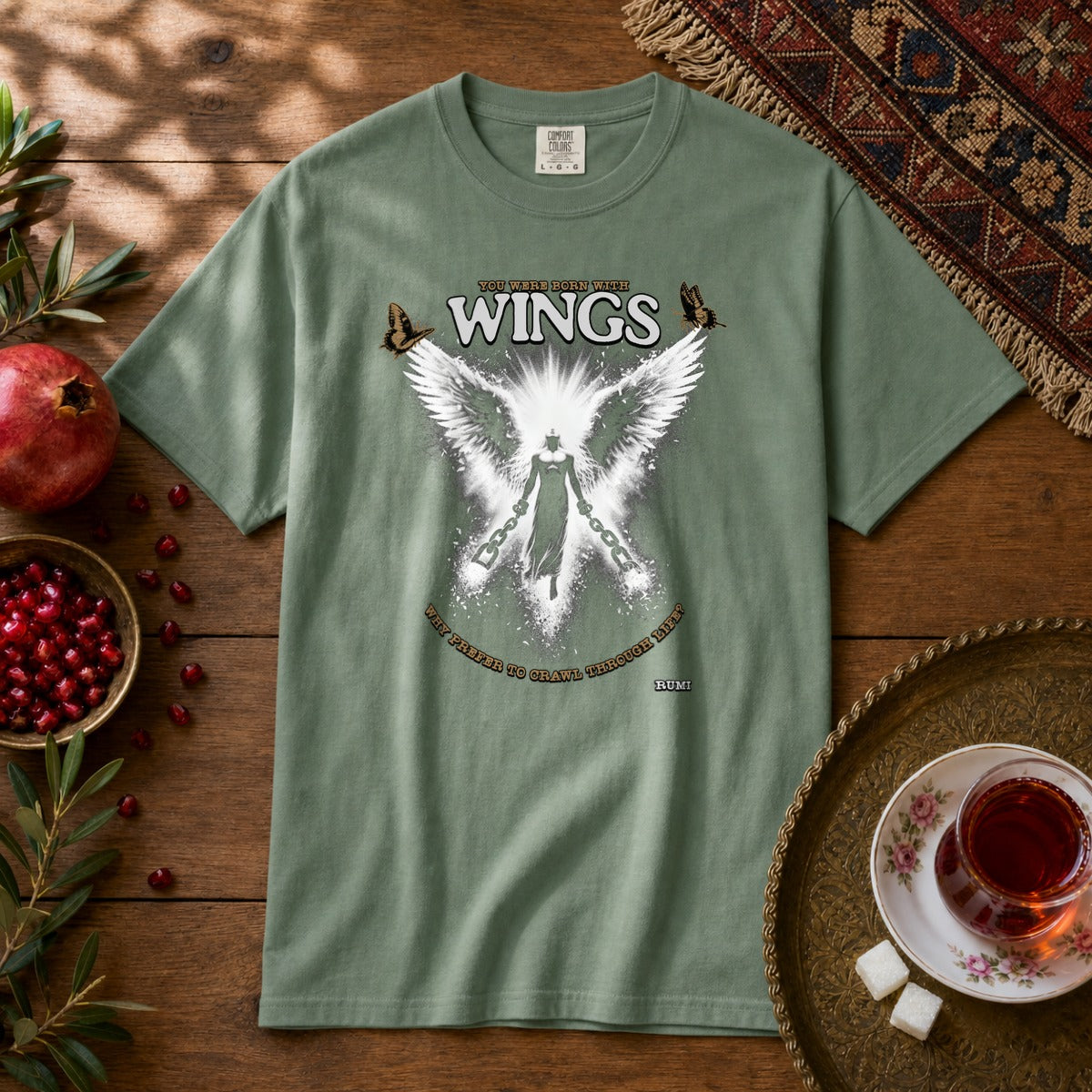 Wings - Rumi Premium Tee - Light Green