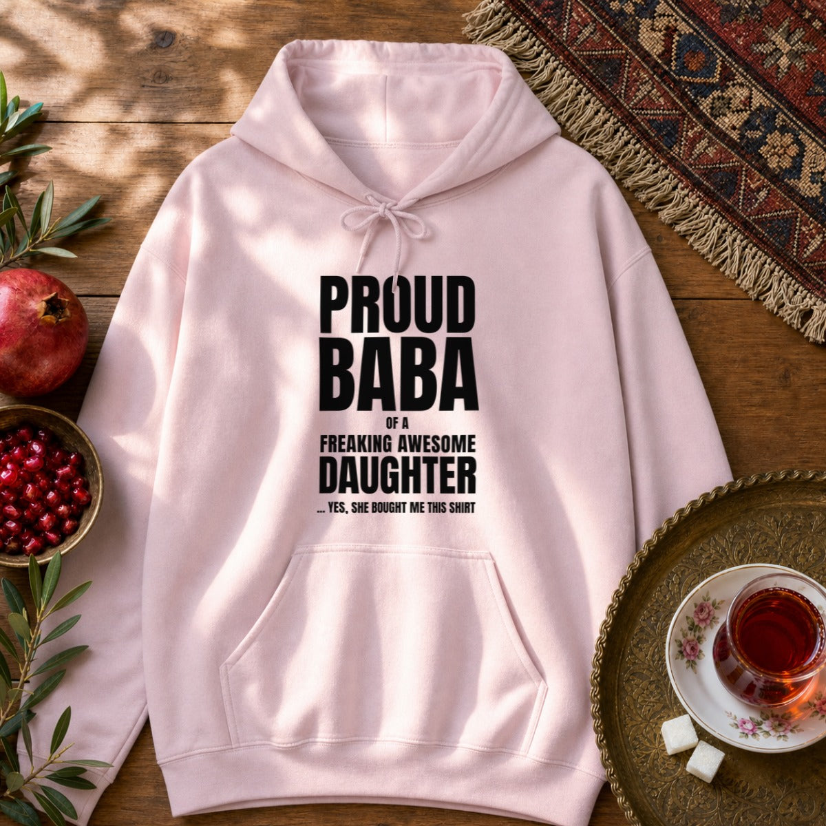Proud Baba of a Daughter Hoodie - Light Pink