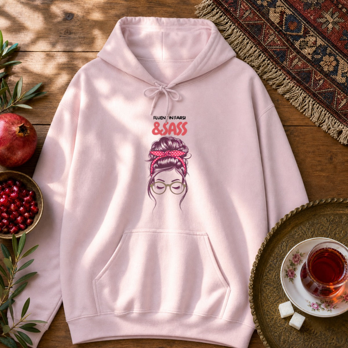 Fluent in Farsi & Sass Hoodie - Light Pink