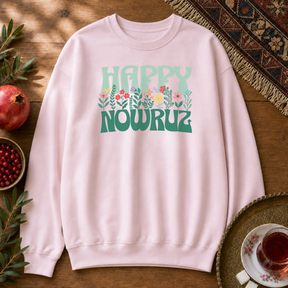 Happy Nowruz Floral Sweatshirt - Light Pink