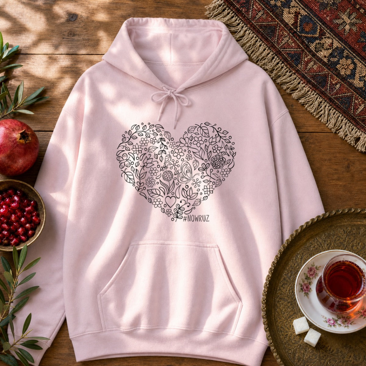 Nowruz Heart Hoodie - Light Pink