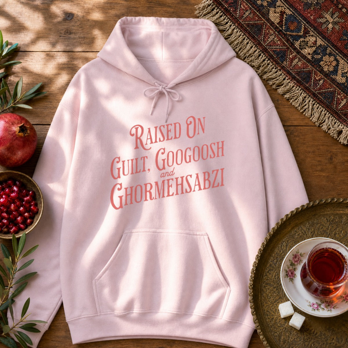 Guilt, Googoosh & Ghormehsabzi Hoodie - Light Pink
