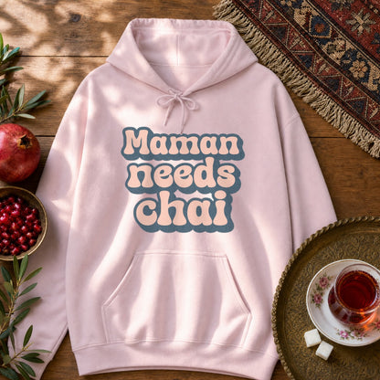 Maman Needs Chai Hoodie - Light Pink