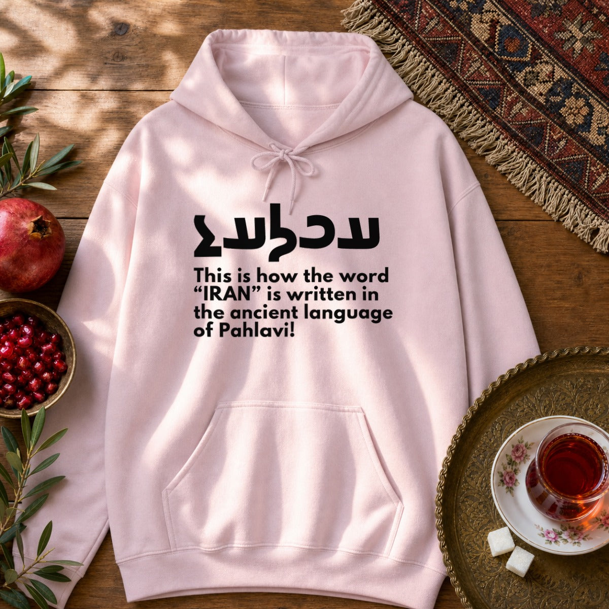 Write Iran Ancient Way Hoodie - Light Pink