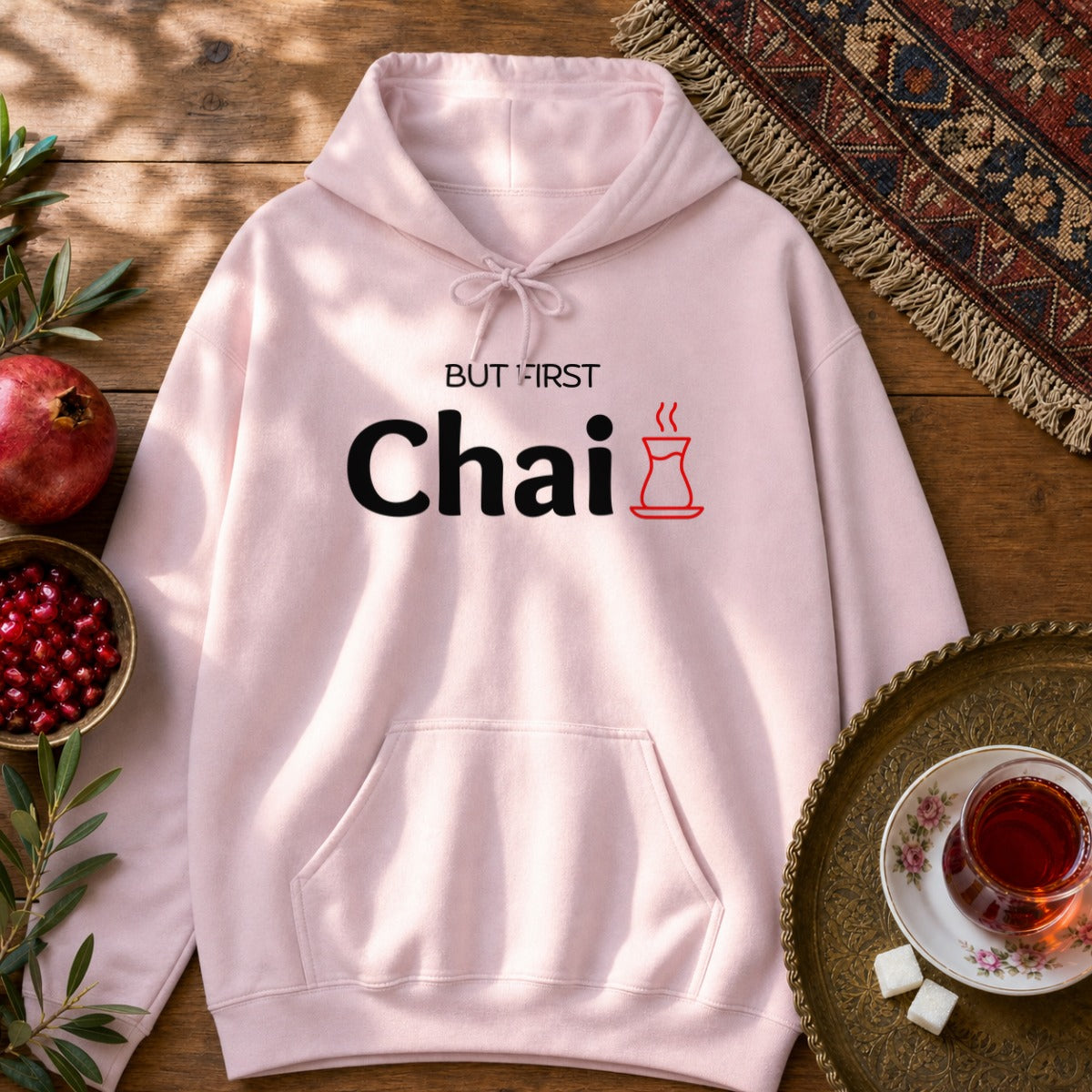 But First Chai Hoodie - Light Pink
