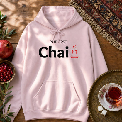 But First Chai Hoodie - Light Pink