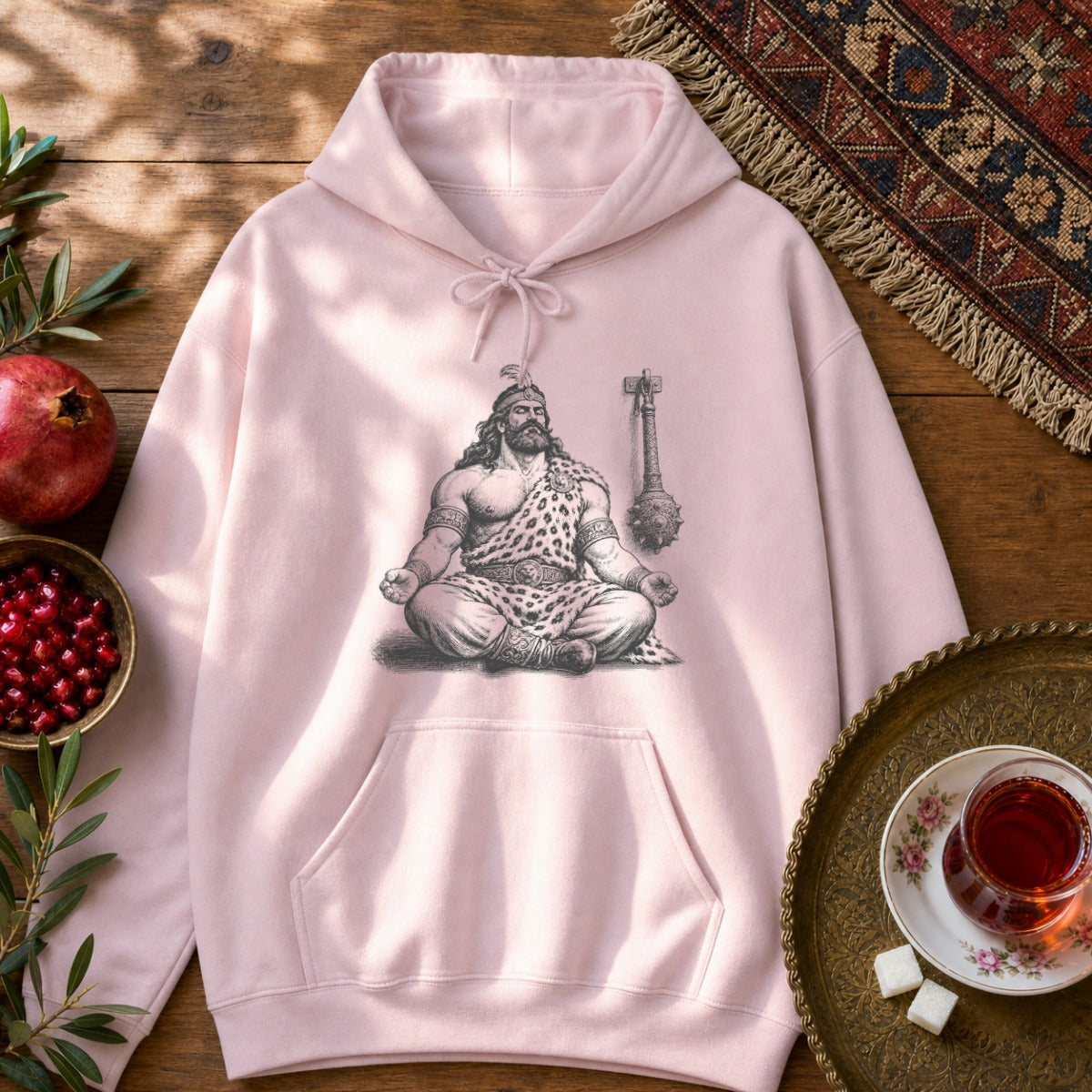 Meditating Rostam Hoodie - Light Pink