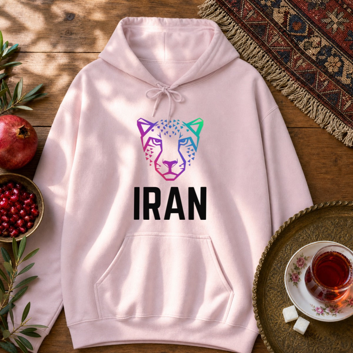 Persian Cheetah Hoodie - Light Pink