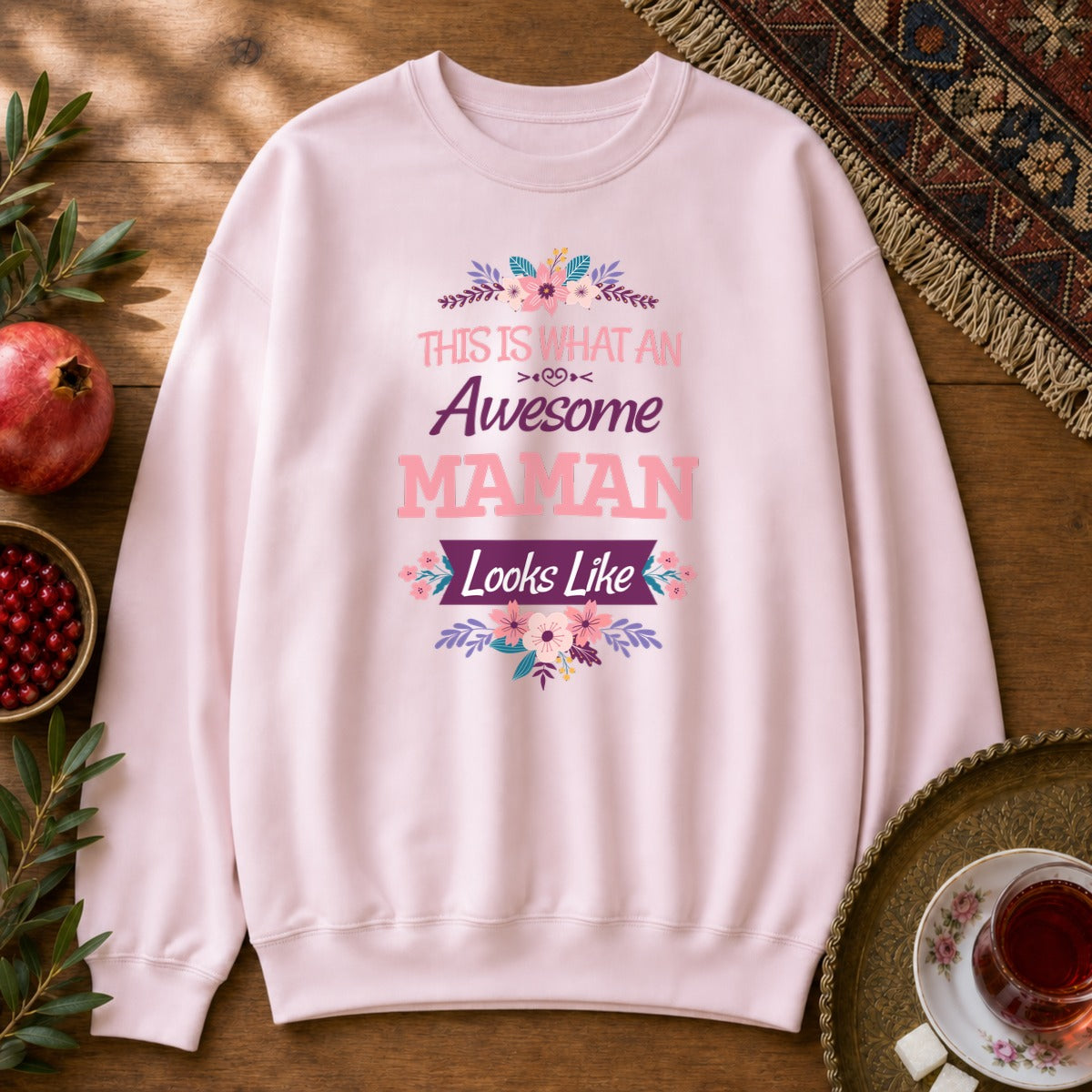 Awesome Maman Sweatshirt - Light Pink