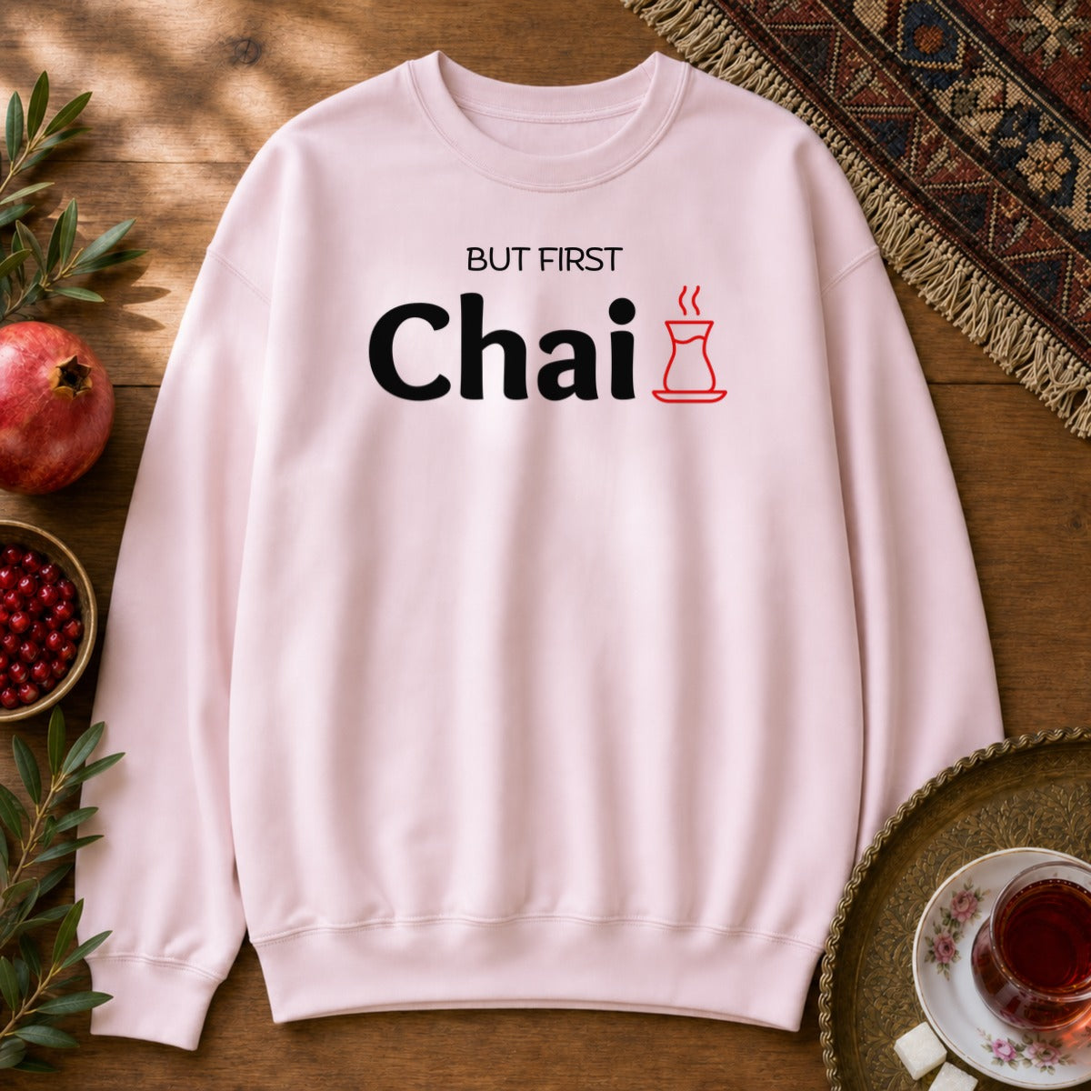 But First Chai Sweatshirt - Light Pink