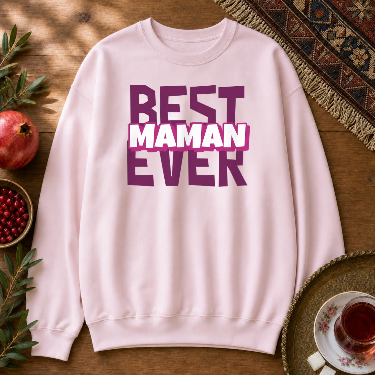 Best Maman Ever Sweatshirt - Light Pink