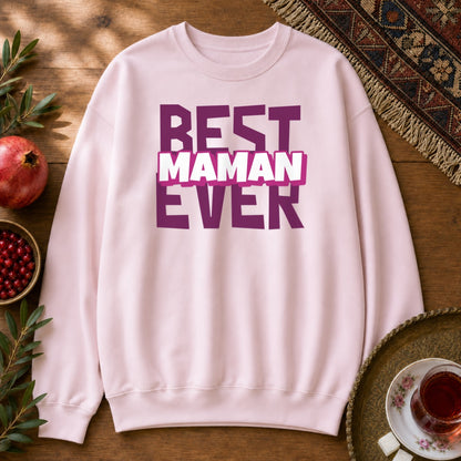 Best Maman Ever Sweatshirt - Light Pink