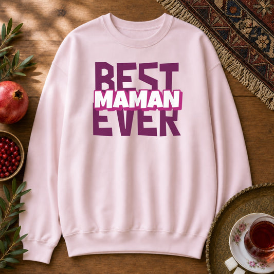 Best Maman Ever Sweatshirt - Light Pink