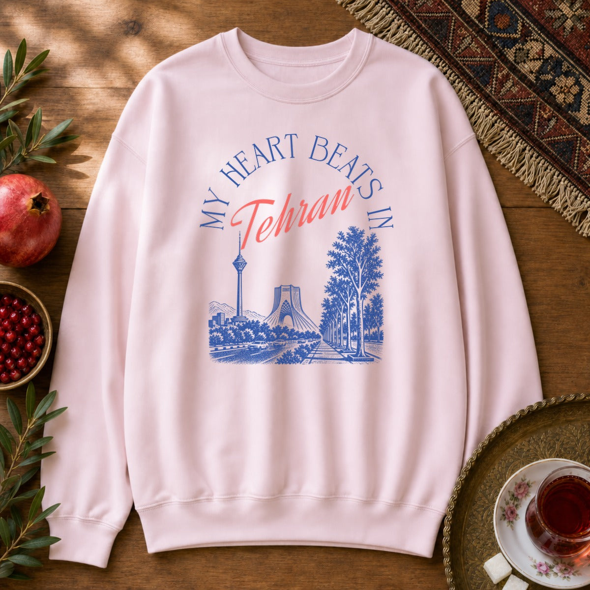 My Heart Beats in Tehran Sweatshirt - Light Pink