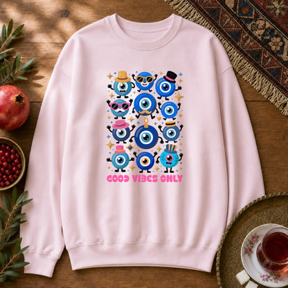 Good Vibes Only Sweatshirt - Light Pink
