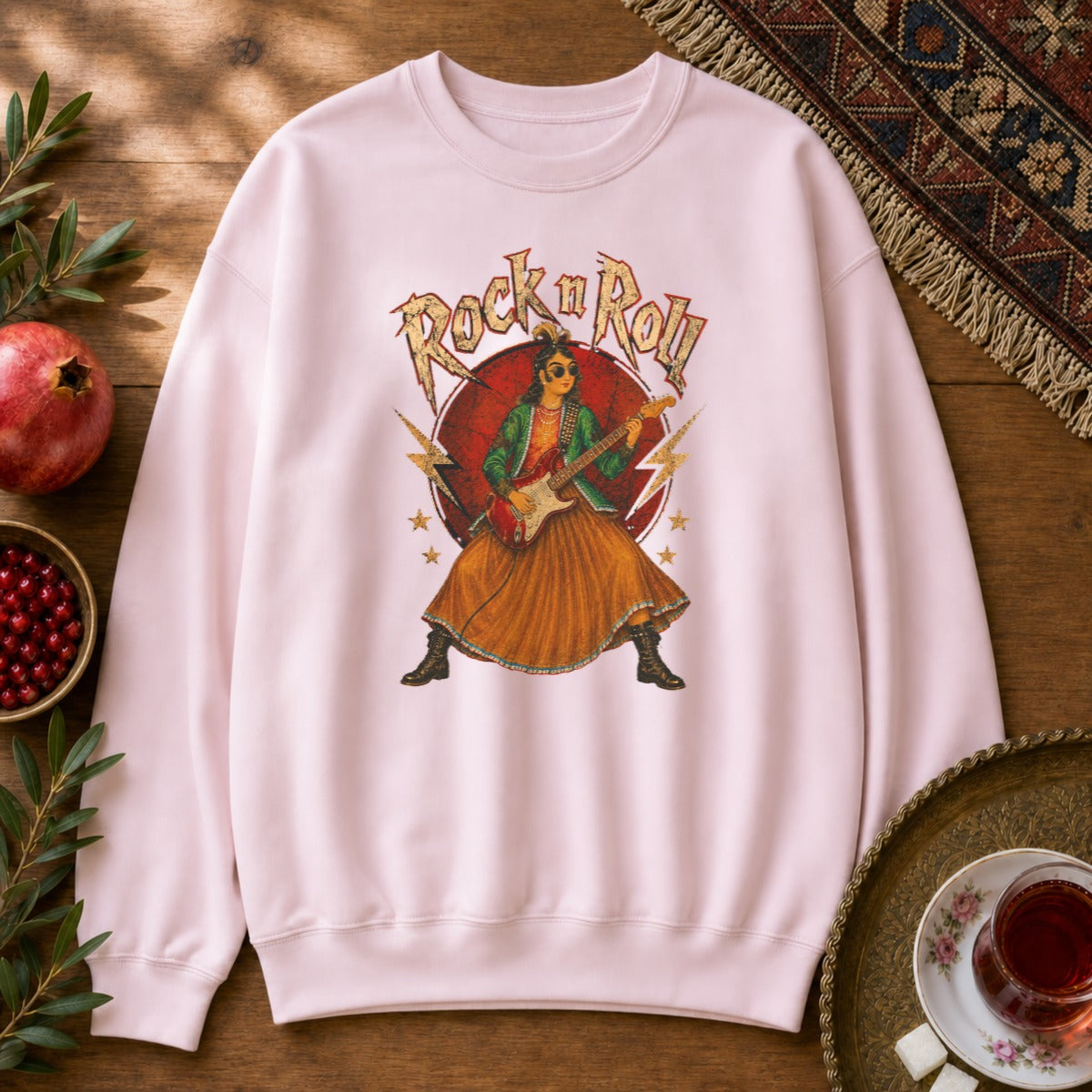 Rock n Roll Sweatshirt - Light Pink
