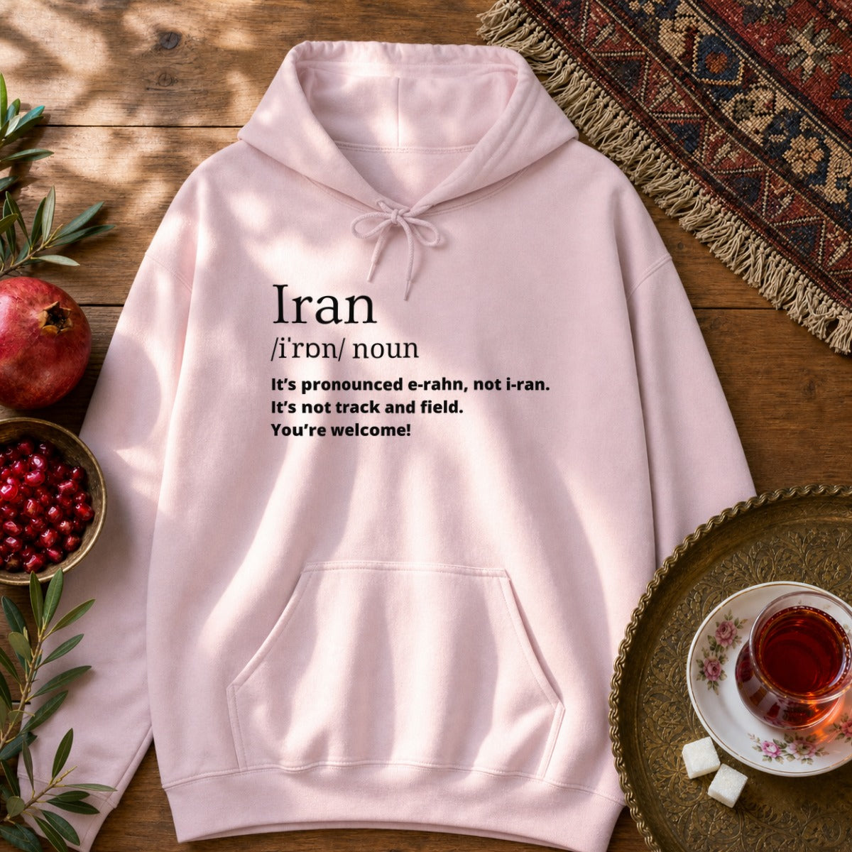 Iran Pronunciation Hoodie - Light Pink