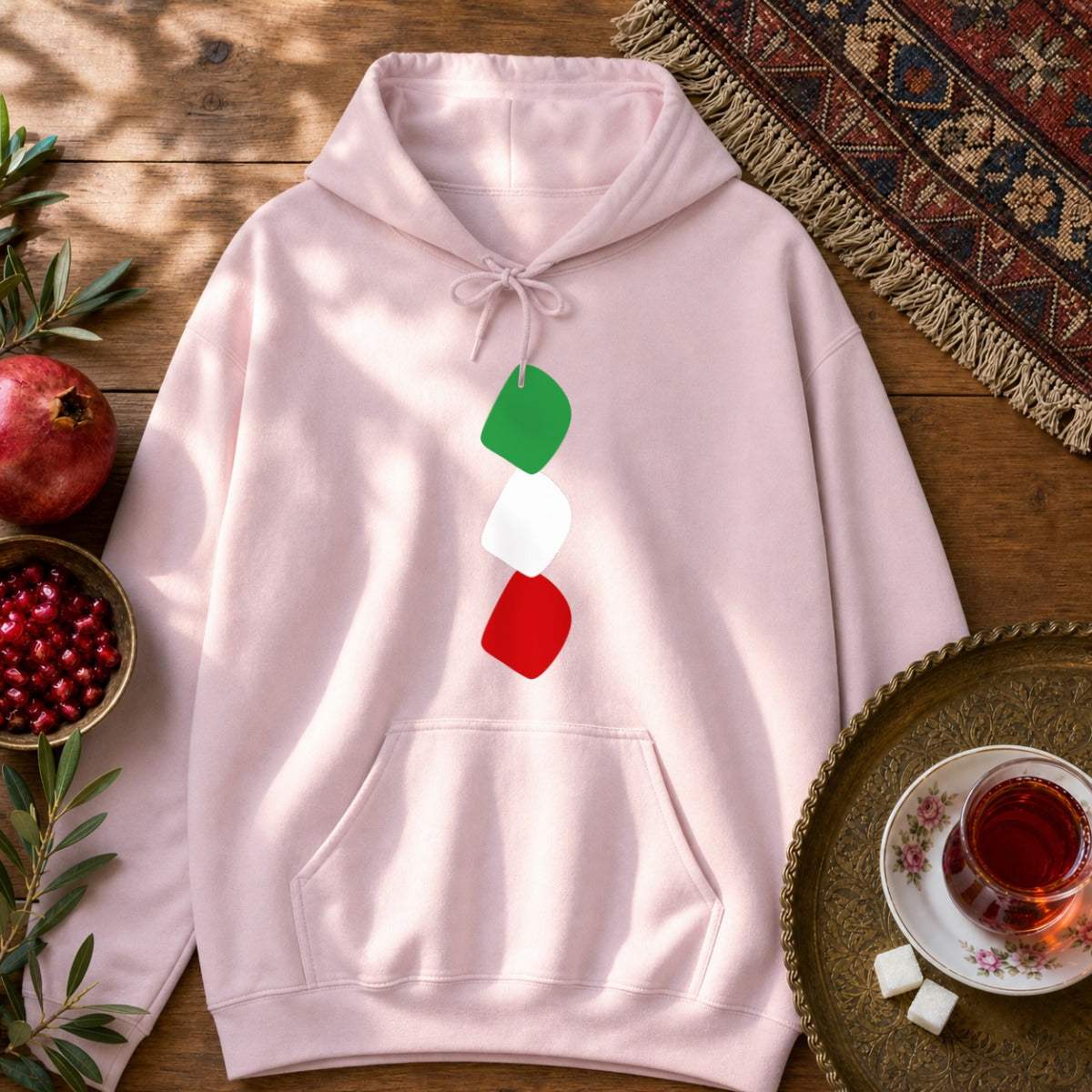 3 Noqte Iran Flag Hoodie - Light Pink