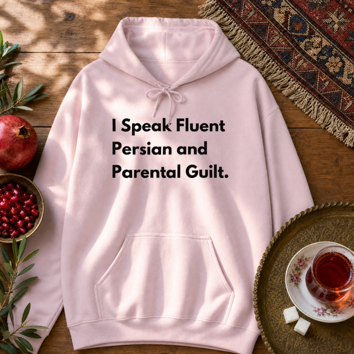 I Speak Fluent Persian and Parental Guilt Hoodie - Light Pink