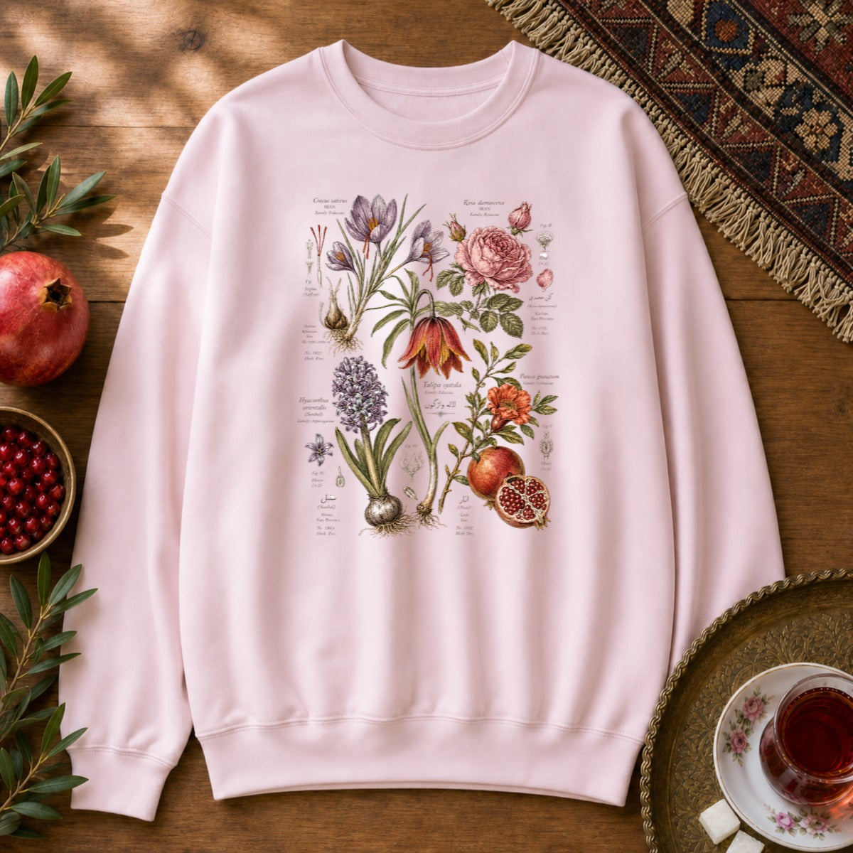 Flora of Iran Sweatshirt - Light Pink