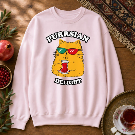 Purrsian Delight Sweatshirt - Light Pink