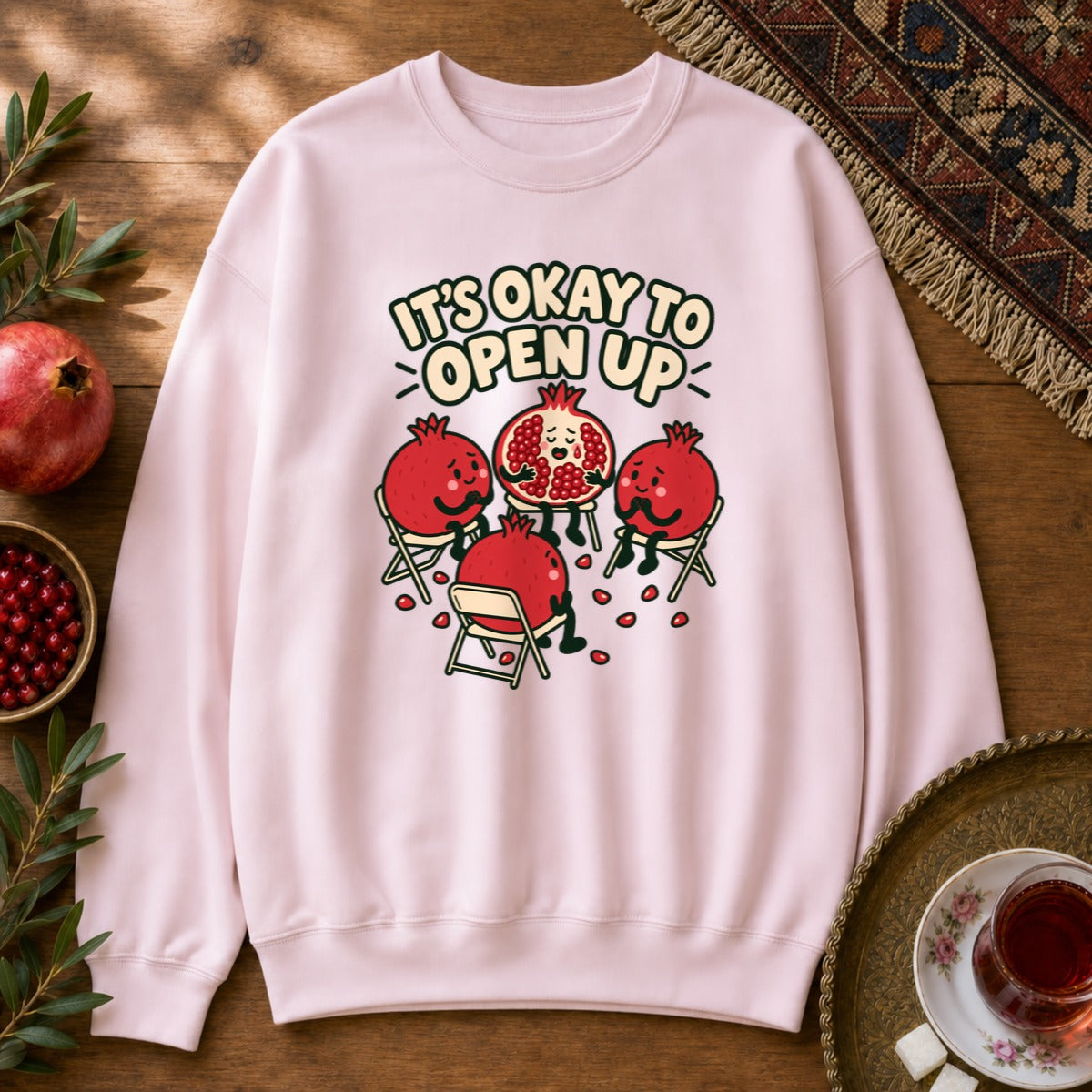 It's Okay to Open Up Sweatshirt - Light Pink