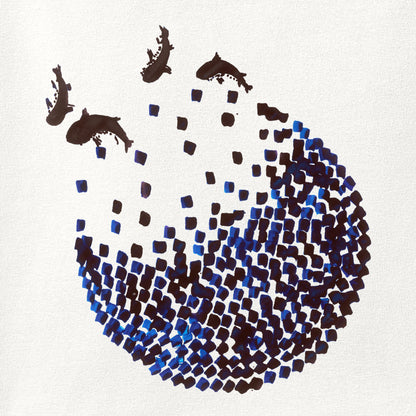 Close-up of the Mahi print showing ink detail on the fabric