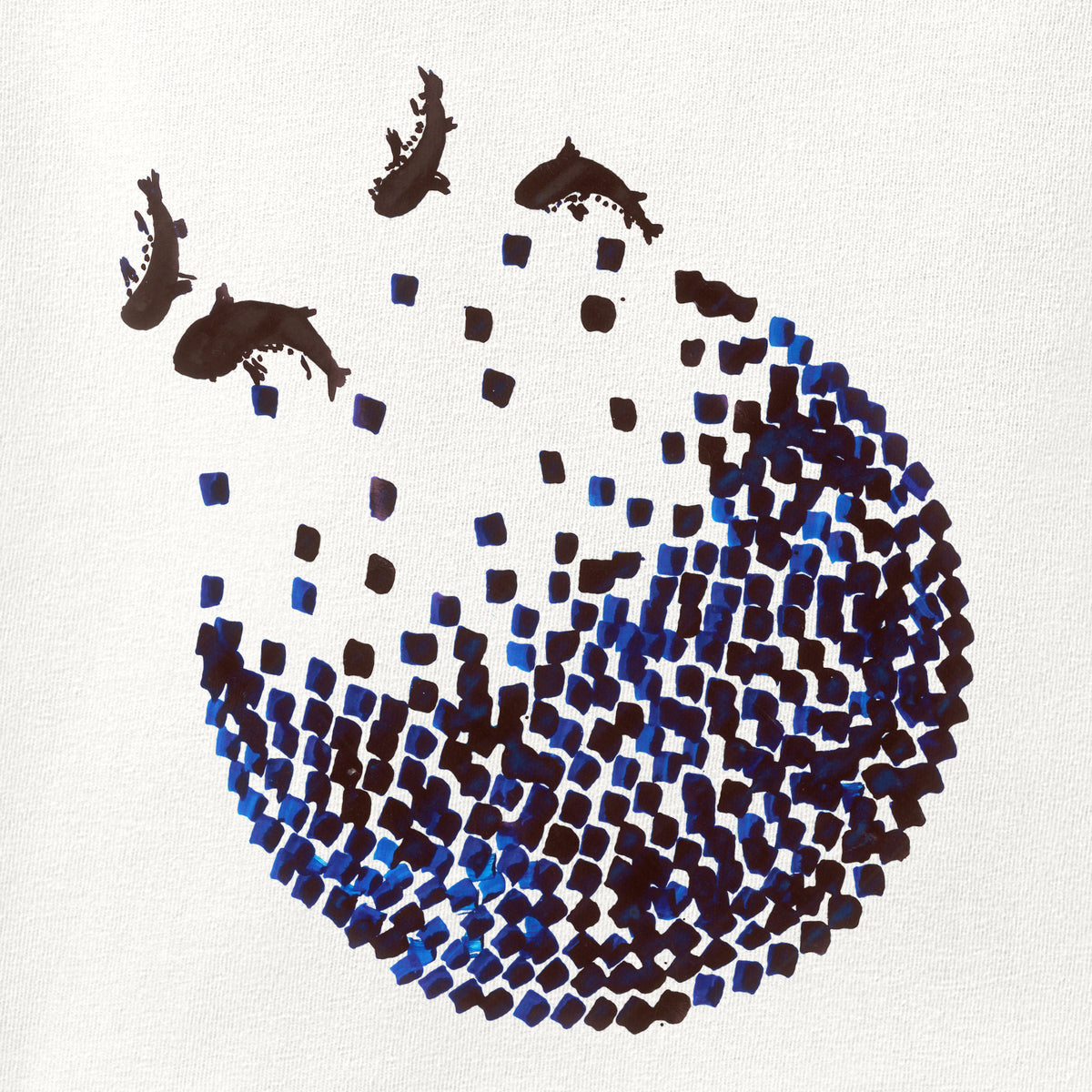 Close-up of the Mahi print showing ink detail on the fabric