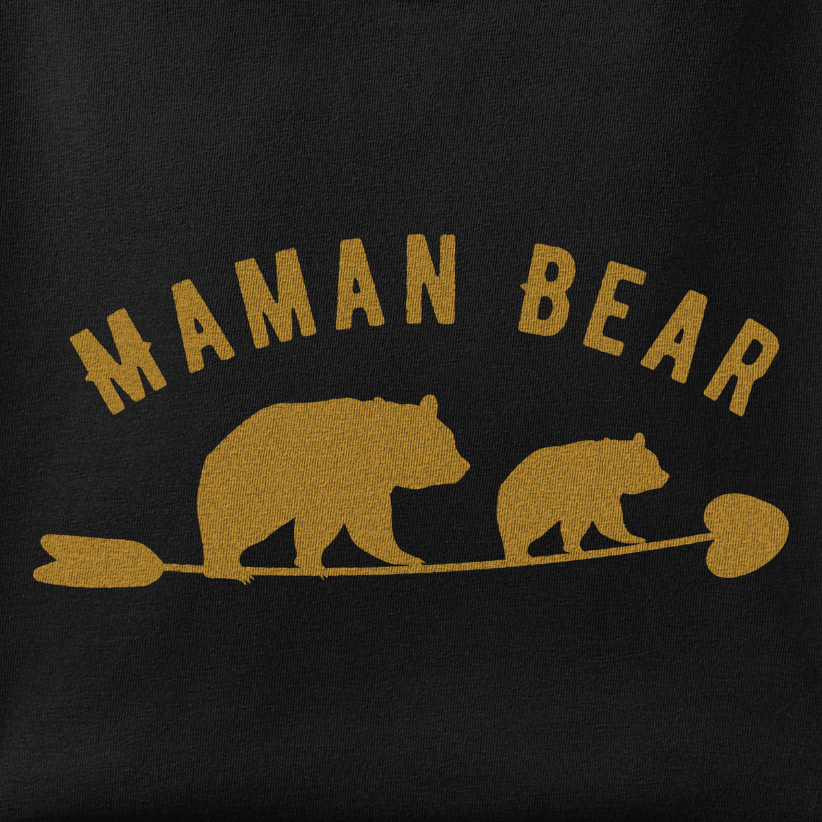 Close-up of the Maman Bear & Cub print showing ink detail on the fabric