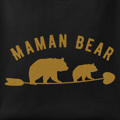 Close-up of the Maman Bear & Cub print showing ink detail on the fabric