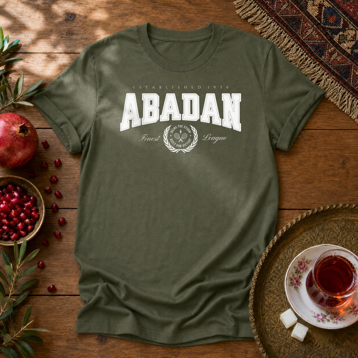 Abadan Tennis Club Unisex T-Shirt - Military Green